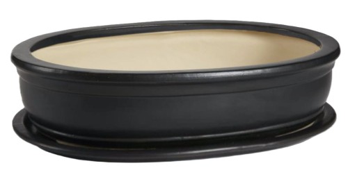 Doniczka ceramiczna CZARNA matowa BONSAI z podstawką 40cm