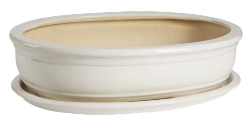 Doniczka ceramiczna BIAŁA matowa BONSAI z podstawką 40cm