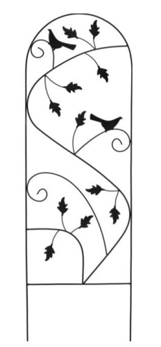 Kratka podpórka ŁUK do roślin PTAKI 38,5 x 118 cm CZARNA metalowa