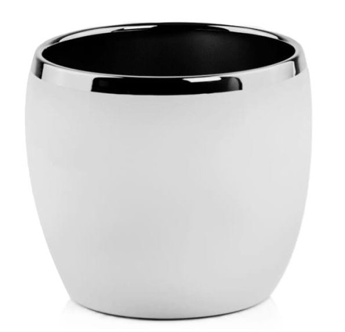 Doniczka ceramiczna KULA  white & silver 15cm BIAŁO-SREBRNA