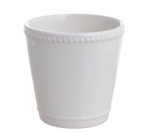 Doniczka ceramiczna BIAŁA ze zdobieniem 13,8cm CANEA