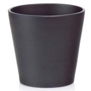 Doniczka osłonka ceramiczna 10cm KLASYCZNA matowa czarna