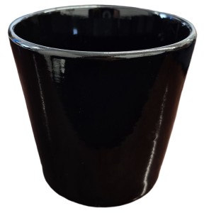 Doniczka osłonka ceramiczna 10cm klasyczna CZARNA gładka z połyskiem