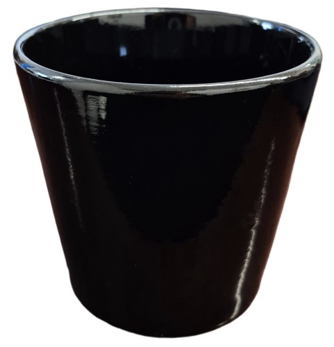 Doniczka osłonka ceramiczna 10cm klasyczna CZARNA gładka z połyskiem