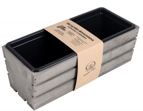 Skrzynka drewniana 40cm balkonowa SZARA z wkładem TD100-W.40..SZ 