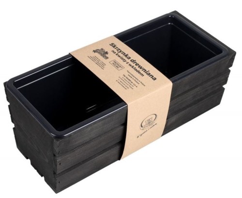 Skrzynka drewniana 40cm balkonowa CZARNA z wkłademTD100-W.40.C 