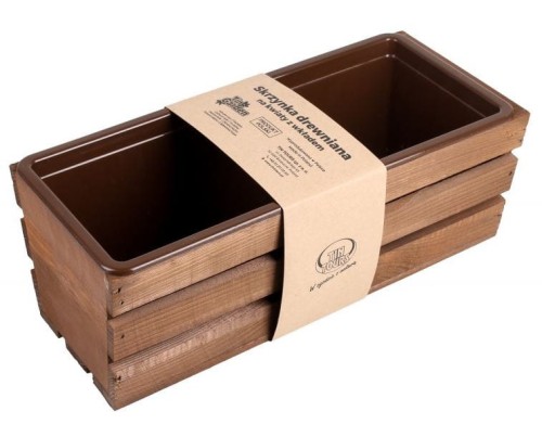 Skrzynka drewniana 40cm balkonowa BRĄZOWA z wkłademTD100-W.40.BR 