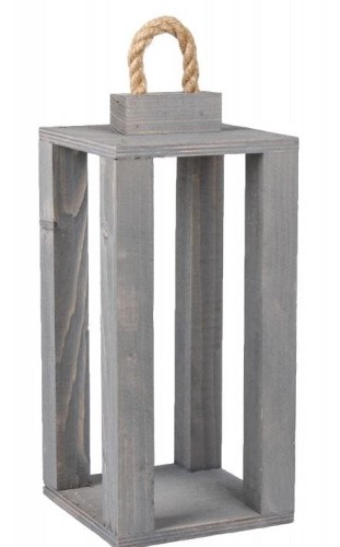 Latarnia drewniana LAMPION szary naturalny 32cm TD501.SZ