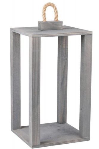 Latarnia drewniana LAMPION szary naturalny 32cm TD502.SZ