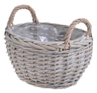 Koszyk owalny 28,5cm wiklinowy SZARY średni CANEA