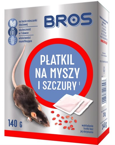 Płatkil na myszy i szczury 140g BROS