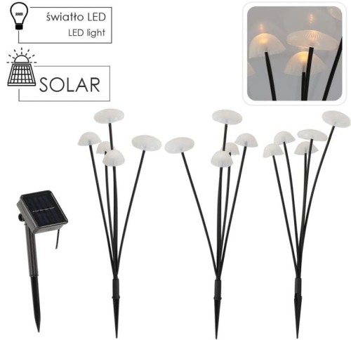 Lampa solarna LED grzybnie 3 szt  43cm ciepły biały