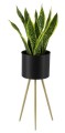 STOJAK NA ROŚLINY metalowy kwietnik 21 x 21 x 59cm CZARNY ZE ZŁOTYMI NÓŻKAMI