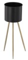 STOJAK NA ROŚLINY metalowy kwietnik 24 x 24 x 69cm CZARNY ZE ZŁOTYMI NÓŻKAMI