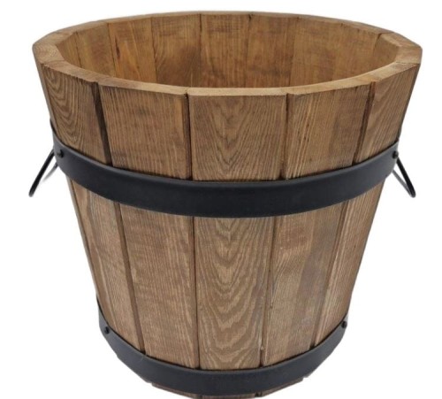 Donica sosna "XL" drewniana BECZKA z uchwytami 42xH38cm DREWDON