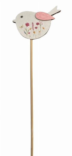 Pik ptak DREWNIANY w kwiaty dekoracja WIOSNA