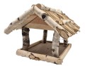 Karmnik brzozowy 45x40 NATURALNE DREWNO XXL słomiany dach