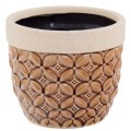 Doniczka ceramiczna VINTAGE brązowa zdobiona w kwiaty 15cm