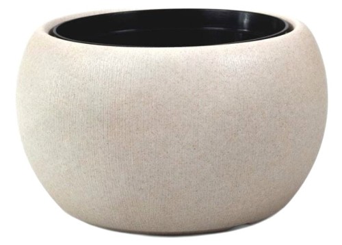Doniczka Sphere Wood Beżowy/PIASEK 29cm DOMELO plastikowa lekka