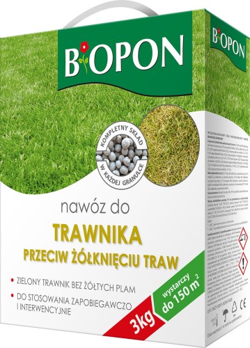 Nawóz do trawnika 3kg przeciw żółknięciu Granulowany BIOPON 