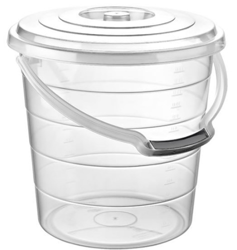 Wiadro z pokrywą TRANSPARENTNE z BIAŁYM uchwytem 10L