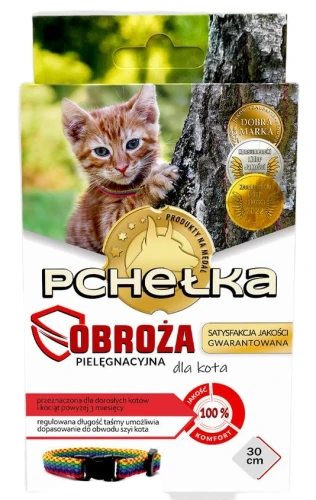 Obroża na pchły dla KOTA 30cm TĘCZA PCHEŁKA 