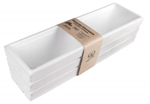 Skrzynka drewniana 60cm balkonowa BIAŁA z WKŁADEM TD100-W.60