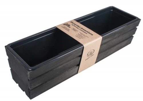 Skrzynka drewniana 60cm CZARNA z WKŁADEM balkonowa TD100-W.60.C 
