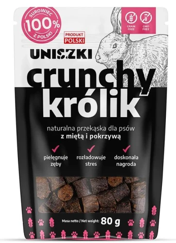 PRZYSMAK dla psa CRUNCHY KRÓLIK MIĘTA-POKRZYWA 80g UNISZKI