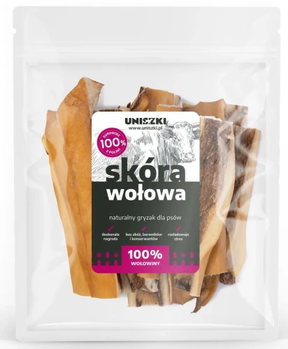 Gryzak 100g dla psa skóra wołowa Uniszki naturalny twardy przysmak suszony