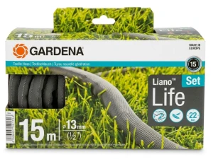 Wąż tekstylny 15m Liano Life Gardena zestaw pistolet ogrodowy lekki 1/2