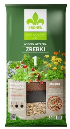 Zrębki drewna 50L Kronen Wysoka Grządka warstwa 1 drenaż izolacja ogrodowa