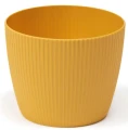Doniczka Magnolia Jumper 10.5cm musztardowa osłonka prążek plastikowa
