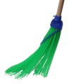 Miotła uliczna Zielona z NAJDŁUŻSZYM WŁOSEM polipropylenowa z trzonem