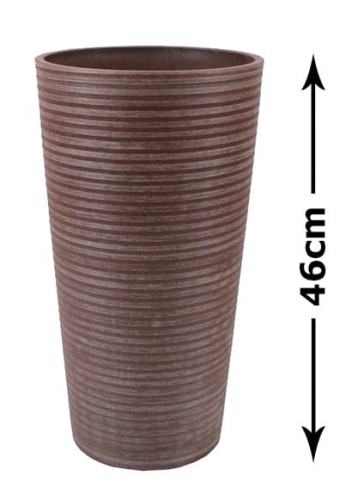 Donica z kompozytu BRĄZOWA z rowkami PRZECIERANA 25x46cm