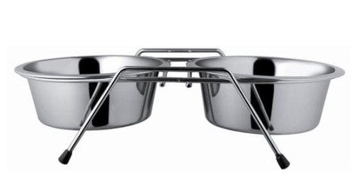 Stojak druciany ŚREDNI + 2 miski dla PSA 21cm