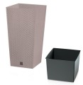 Doniczka RATO SQUARE prostokątna PROSPERPLAST techno rattan Mocca 75cm