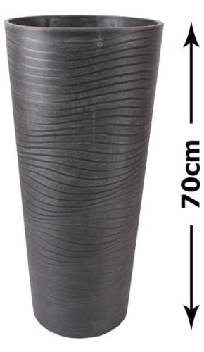 Donica WYSOKA z kompozytu CZARNA z wcięciami 33x70cm