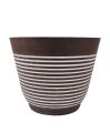 Doniczka z kompozytu BRĄZOWA W BIAŁE PASY 38x30cm