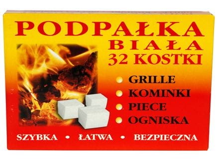 Podpałka biała do grilla, kominka, pieca, ogniska, 32 kostki