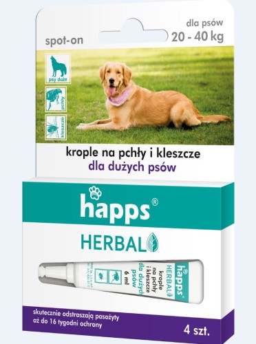 Krople dla PSÓW dużych 20-40kg na pchły i kleszcze HERBAL BROS