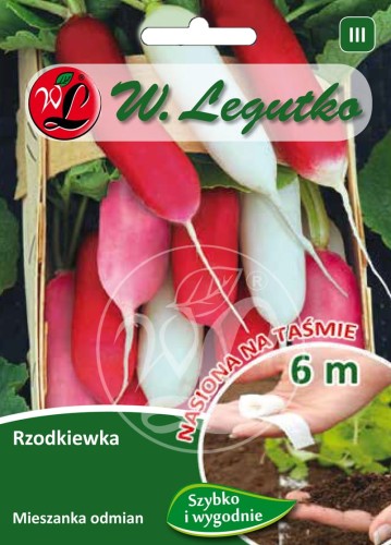 Rzodkiewka podłużna Mix odmian, na taśmie LEGUTKO