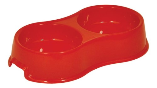 Miska plastikowa podwójna 2x0,16 L CZERWONA